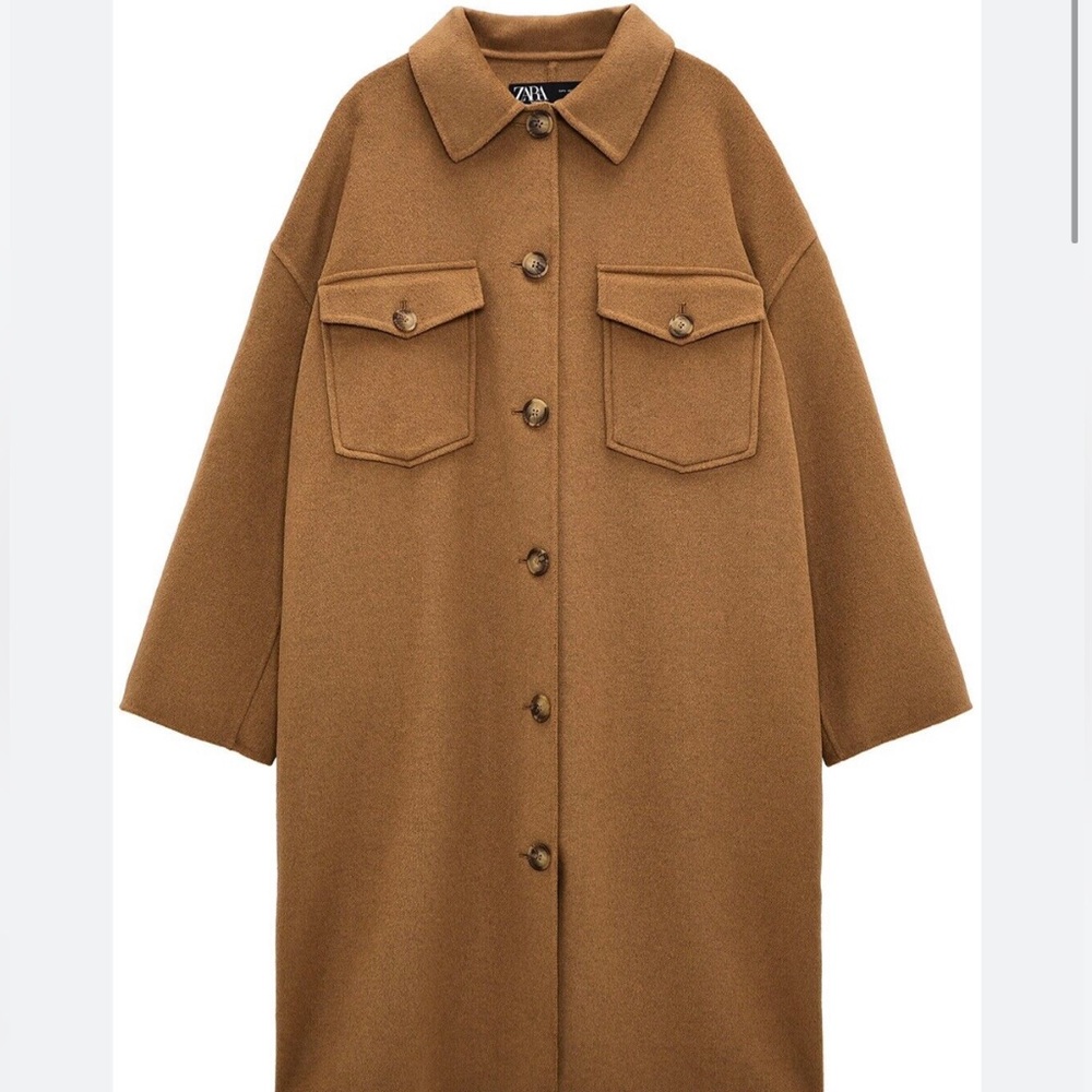 COPY - NEW without tag Zara Wool Blend Overshirt Taupe Brown XS 8491/226